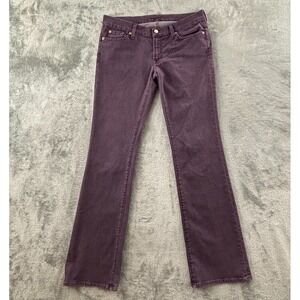 7 For All Mankind Bootcut Jeans Womens 31 Purple Stretch Denim 34" Inseam Flaws